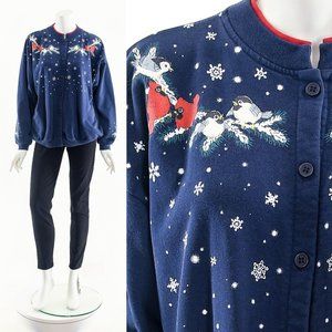 Cardinal Snowflake Winter Wonderland Christmas Cardigan Sweater